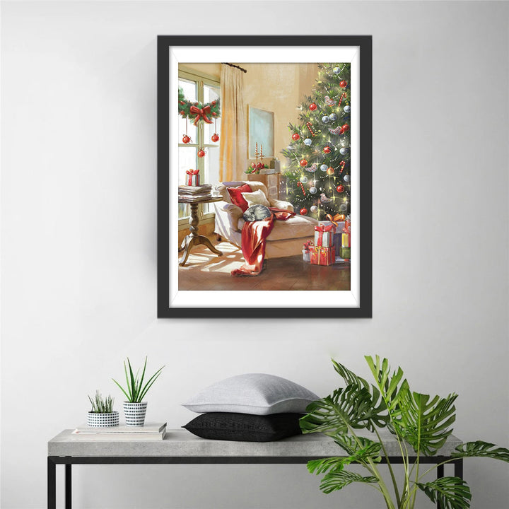 Gezellige Kerstsfeer in de Woonkamer Diamond Painting
