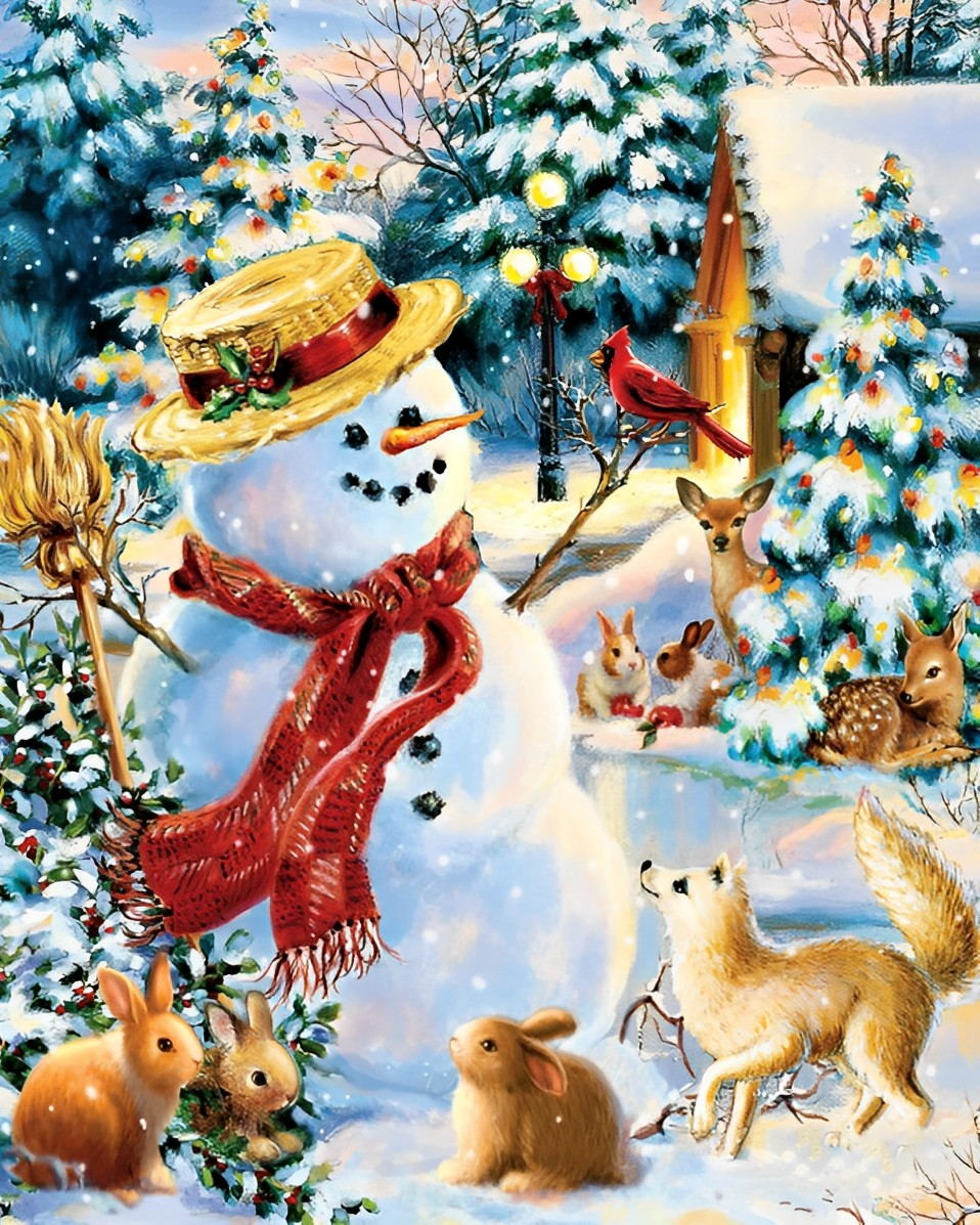 Gezellige Sneeuwpop, Speelse Beestjes en Magische Kerstbomen Diamond Painting