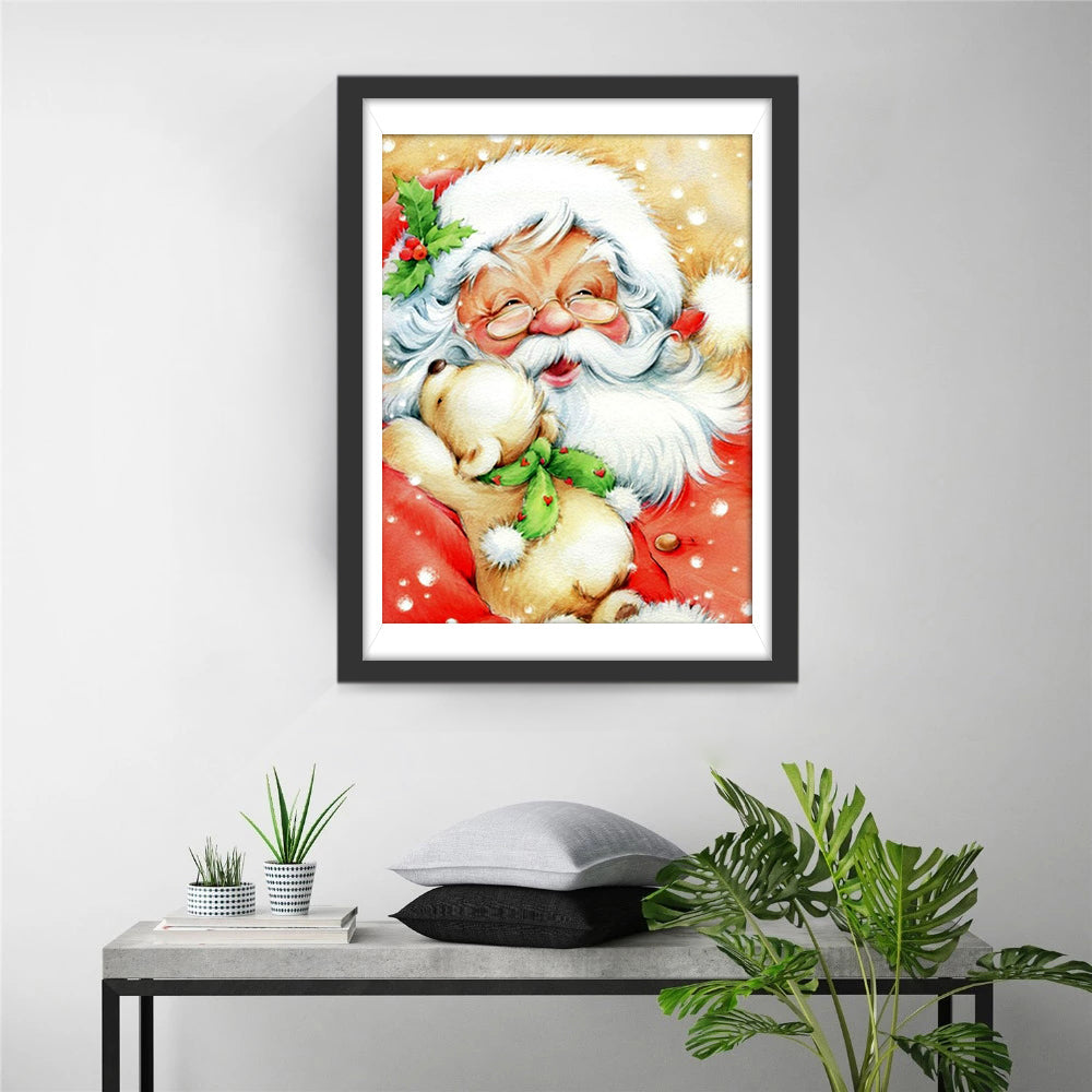 Glimlachende Kerstman met Ronde Bril Diamond Painting