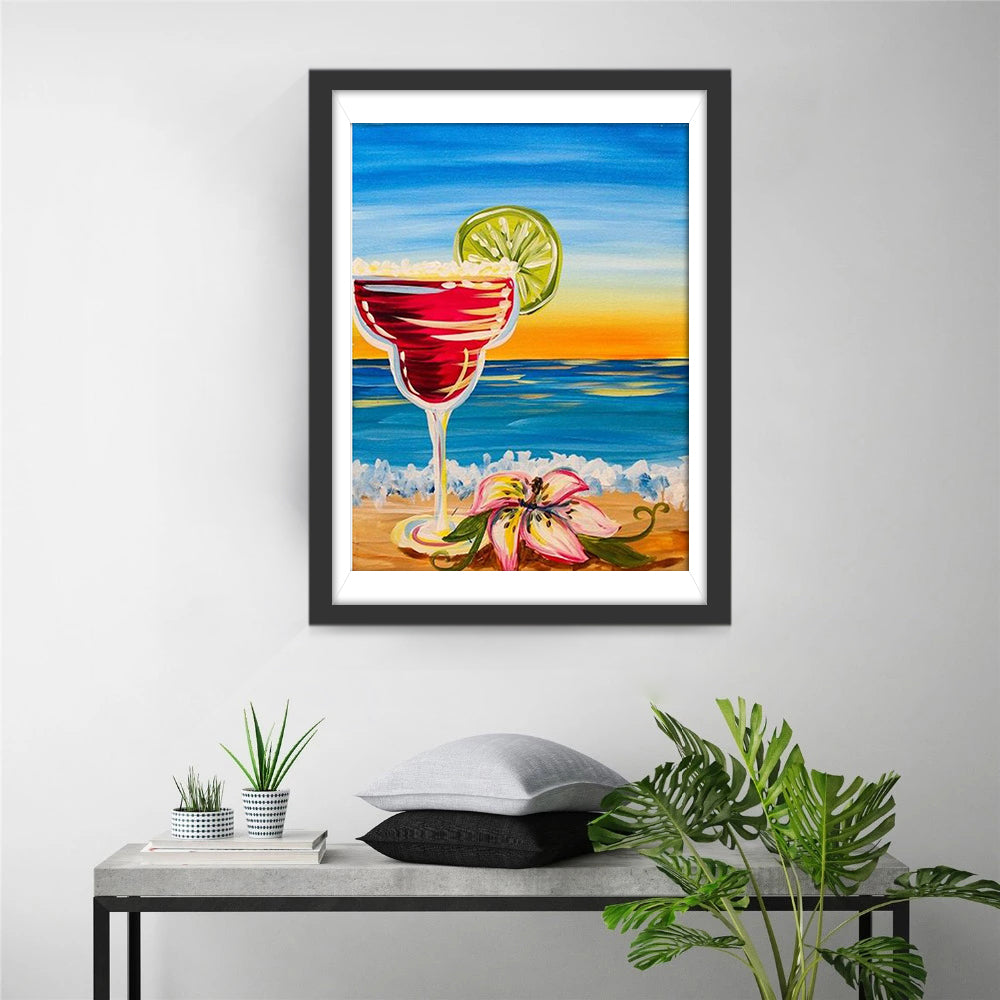 Glimmende Margarita met Limoen en Bloem Diamond Painting