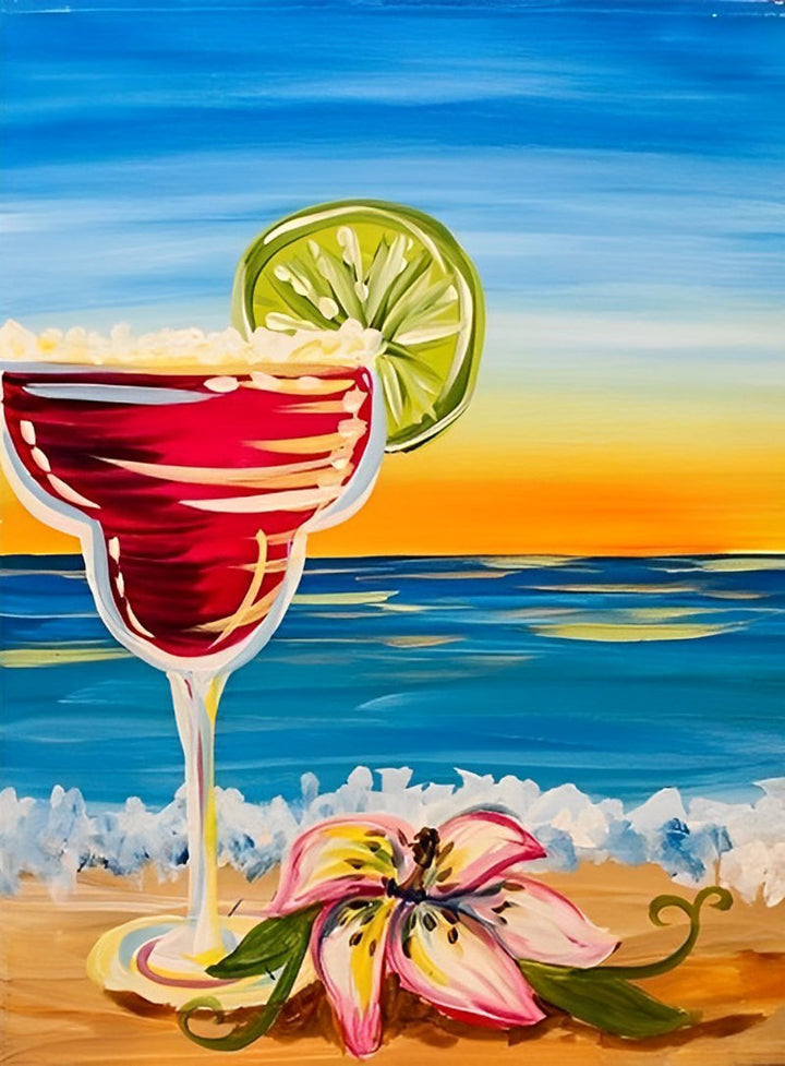 Glimmende Margarita met Limoen en Bloem Diamond Painting