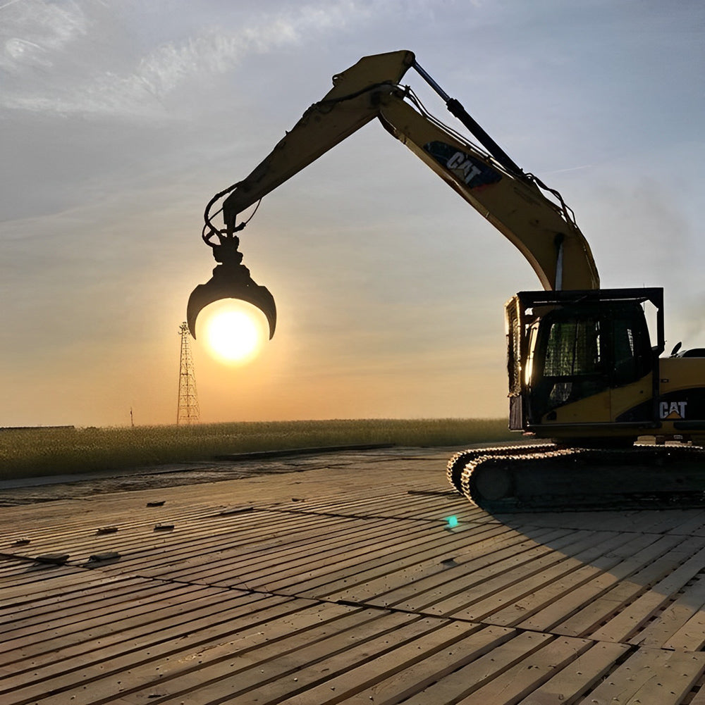 Graafmachine met Grijper Tegen Zonsondergang Diamond Painting