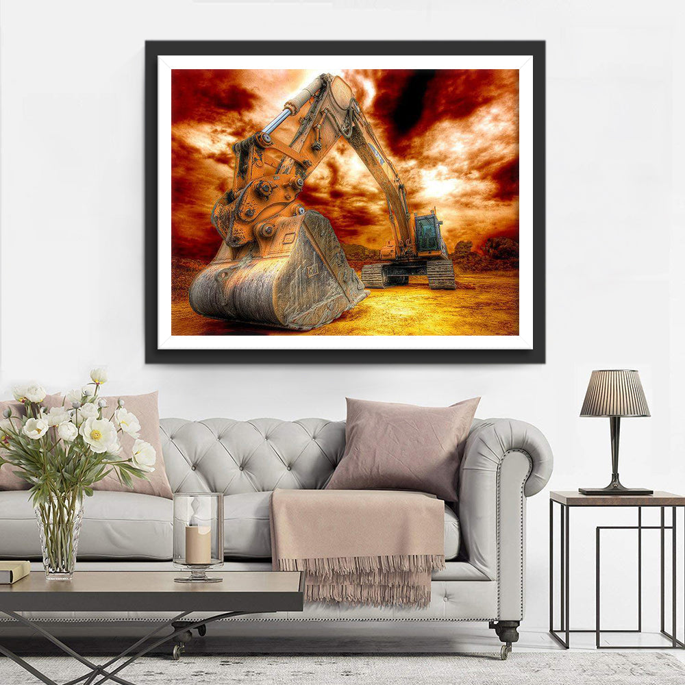 Grote Graafmachine in Dramatische Lucht Diamond Painting