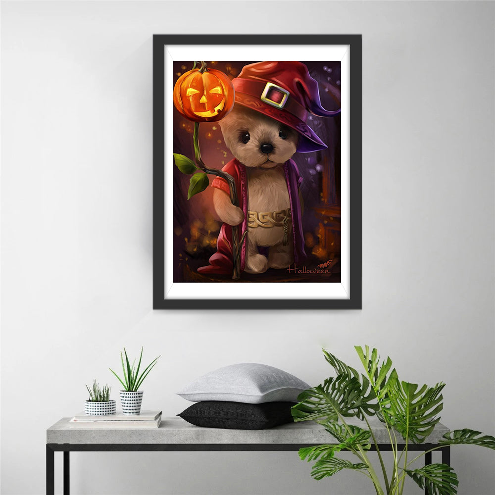 Halloween en de Pompoen in Hand Diamond Painting