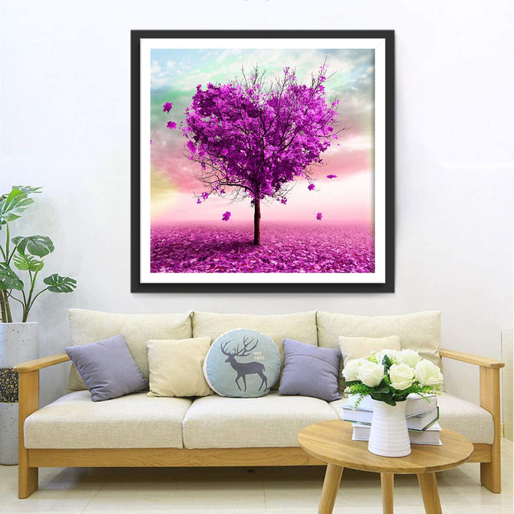 Hartvormige Paarse Boom Diamond Painting