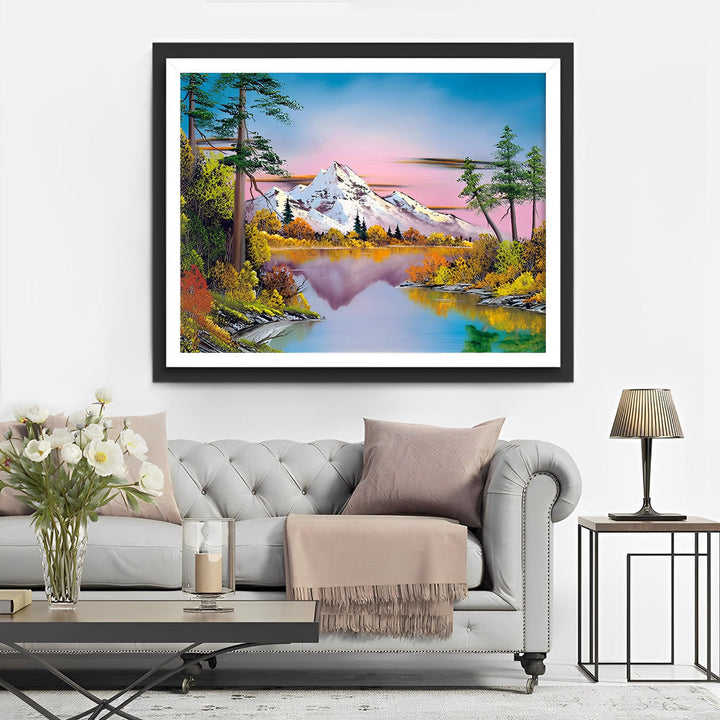 Het Schilderachtige Berg- en Riviergezicht Diamond Painting