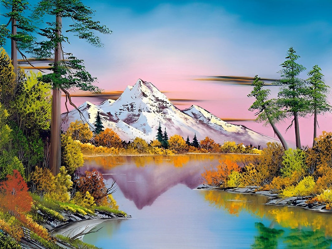 Het Schilderachtige Berg- en Riviergezicht Diamond Painting