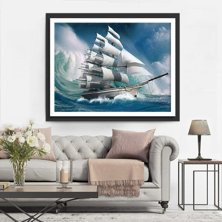 Het Zeilschip dat de Grote Golven Trotseert Diamond Painting