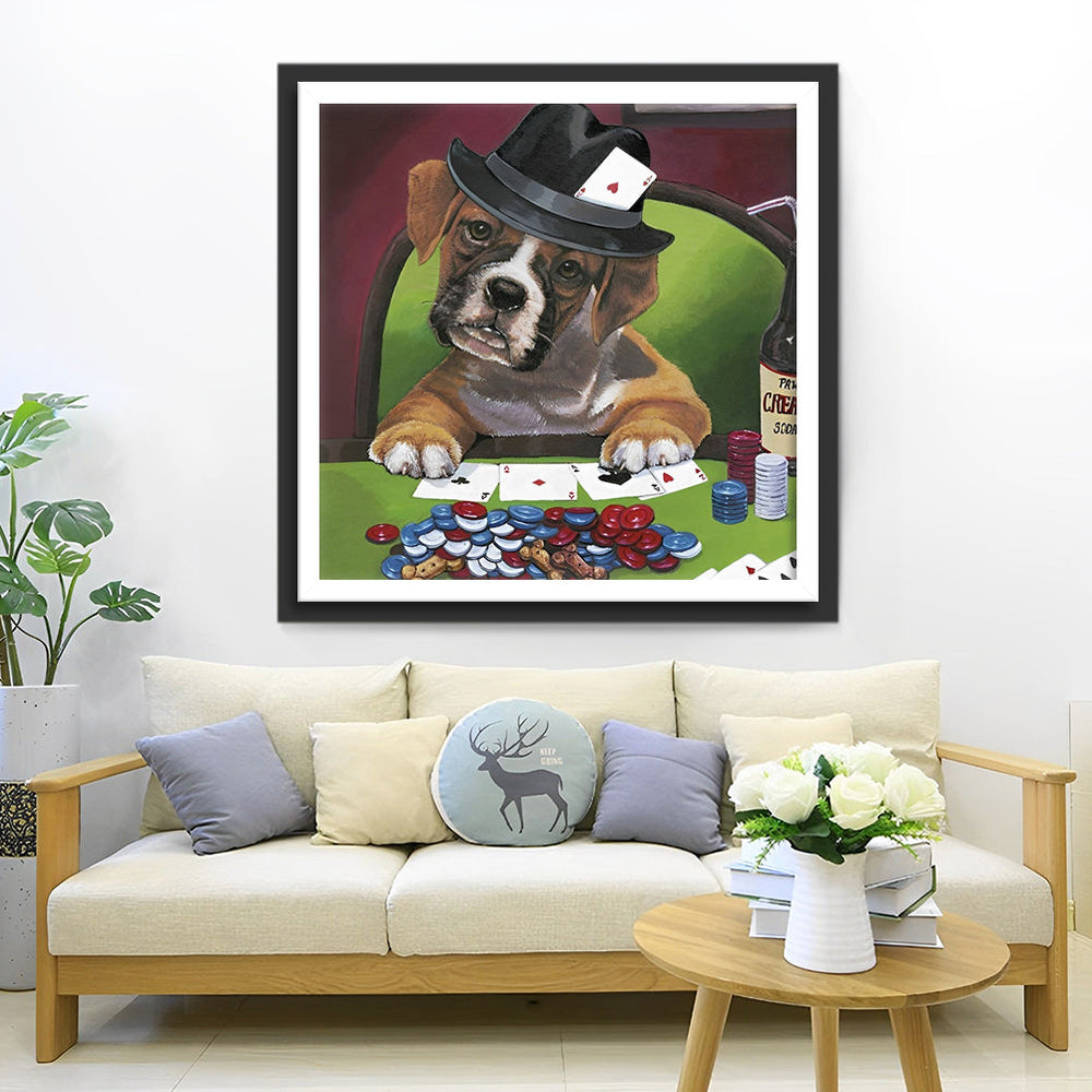Hond Speelt Poker Diamond Painting