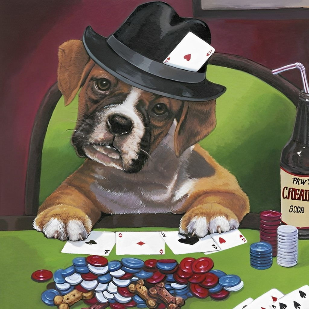 Hond Speelt Poker Diamond Painting