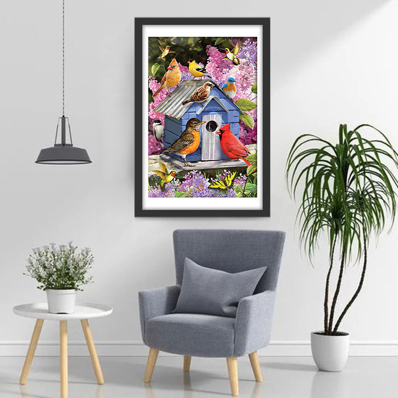 Hut en Zwerm Vogels Diamond Painting