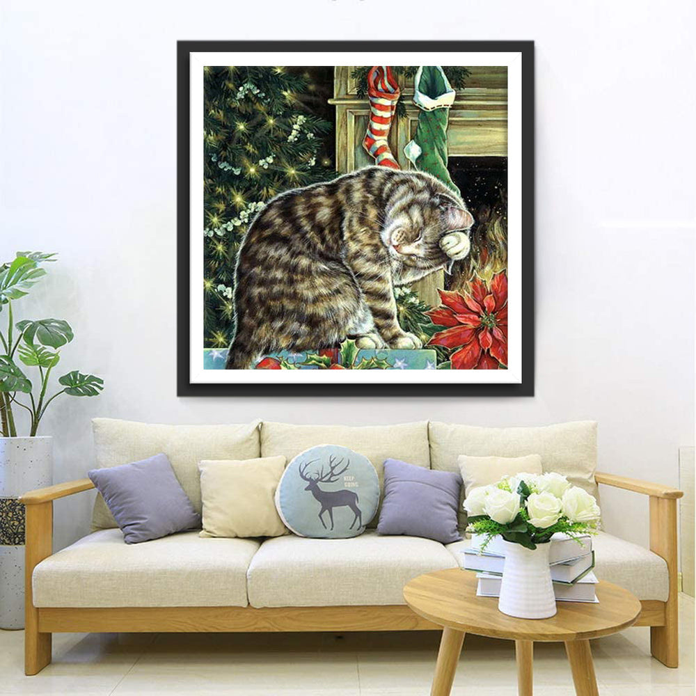 Kat en de Kerstkous Diamond Painting