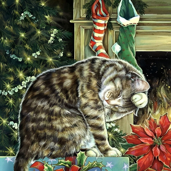 Kat en de Kerstkous Diamond Painting