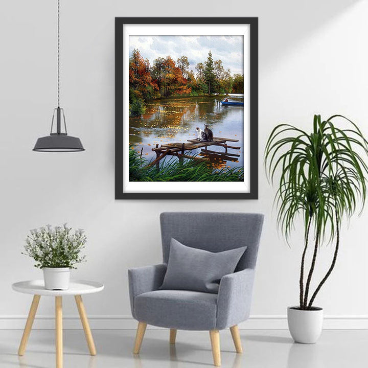 Katten aan het Meer Diamond Painting
