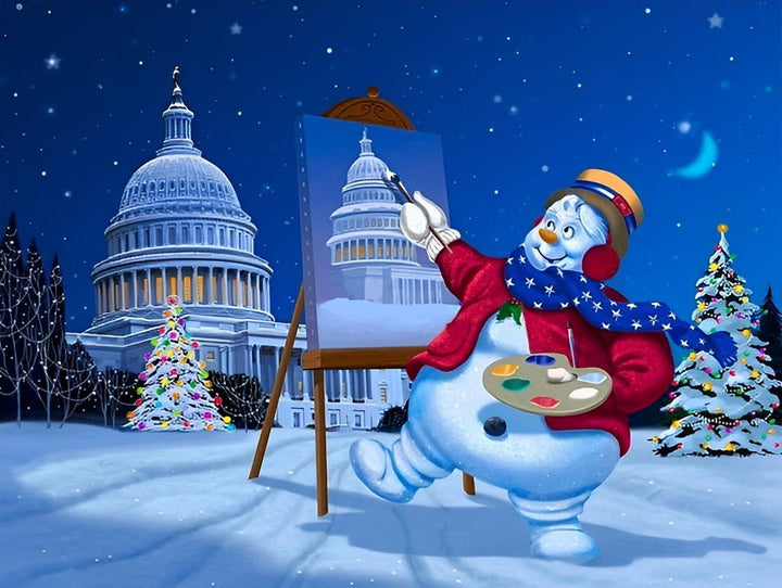 Kerstkunst van de Sneeuwpop Diamond Painting