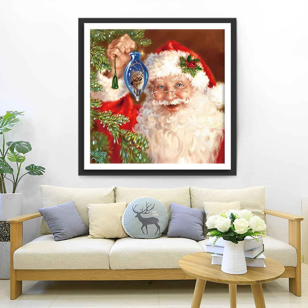 Kerstman en het Blauwe Ornament Diamond Painting