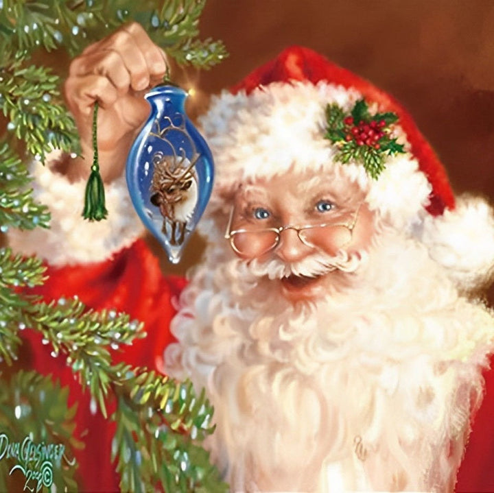 Kerstman en het Blauwe Ornament Diamond Painting