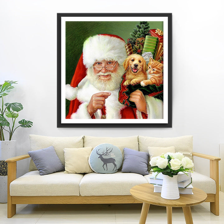 Kerstman met Dieren Diamond Painting