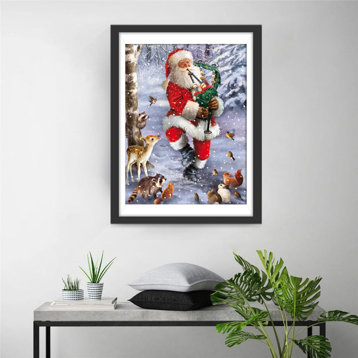Kerstman met Doedelzak Diamond Painting