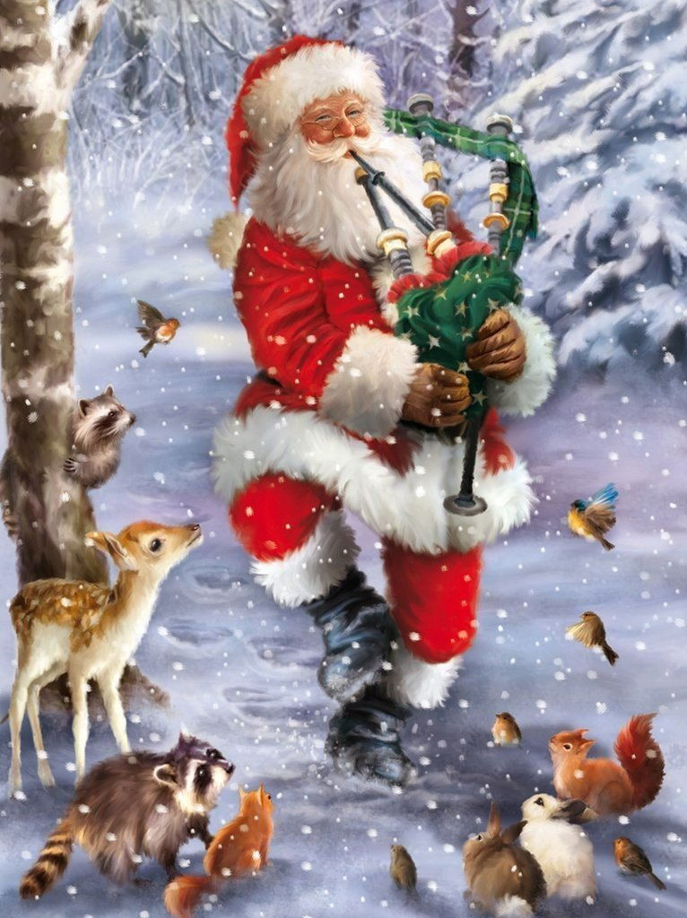 Kerstman met Doedelzak Diamond Painting