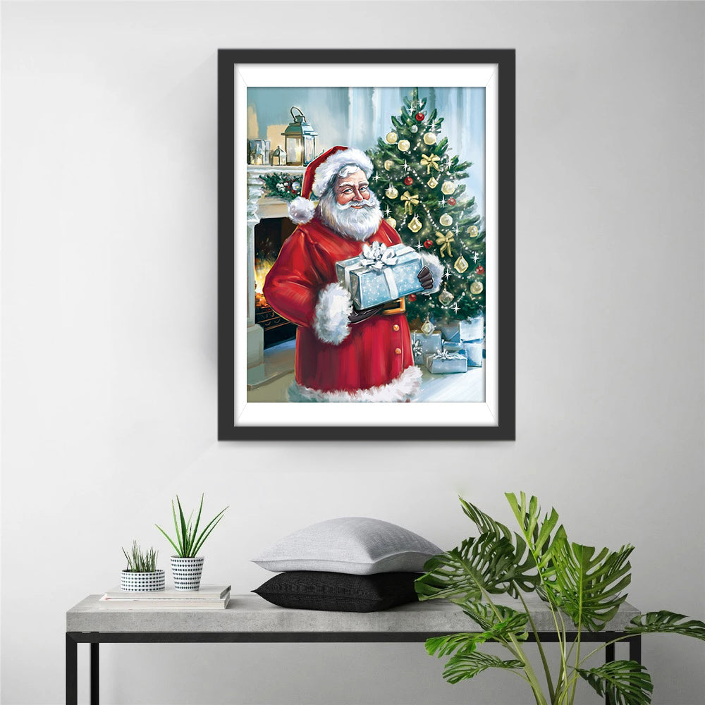 Kerstman met Geschenk Diamond Painting