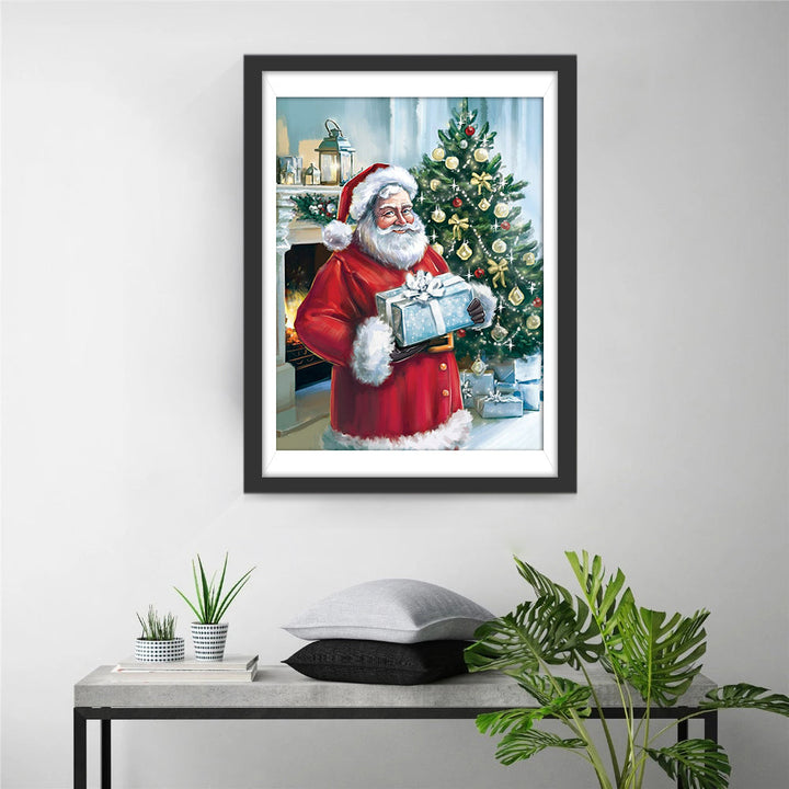 Kerstman met Geschenk Diamond Painting