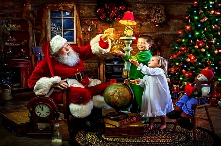 Kerstman-Moment met Kinderen Diamond Painting