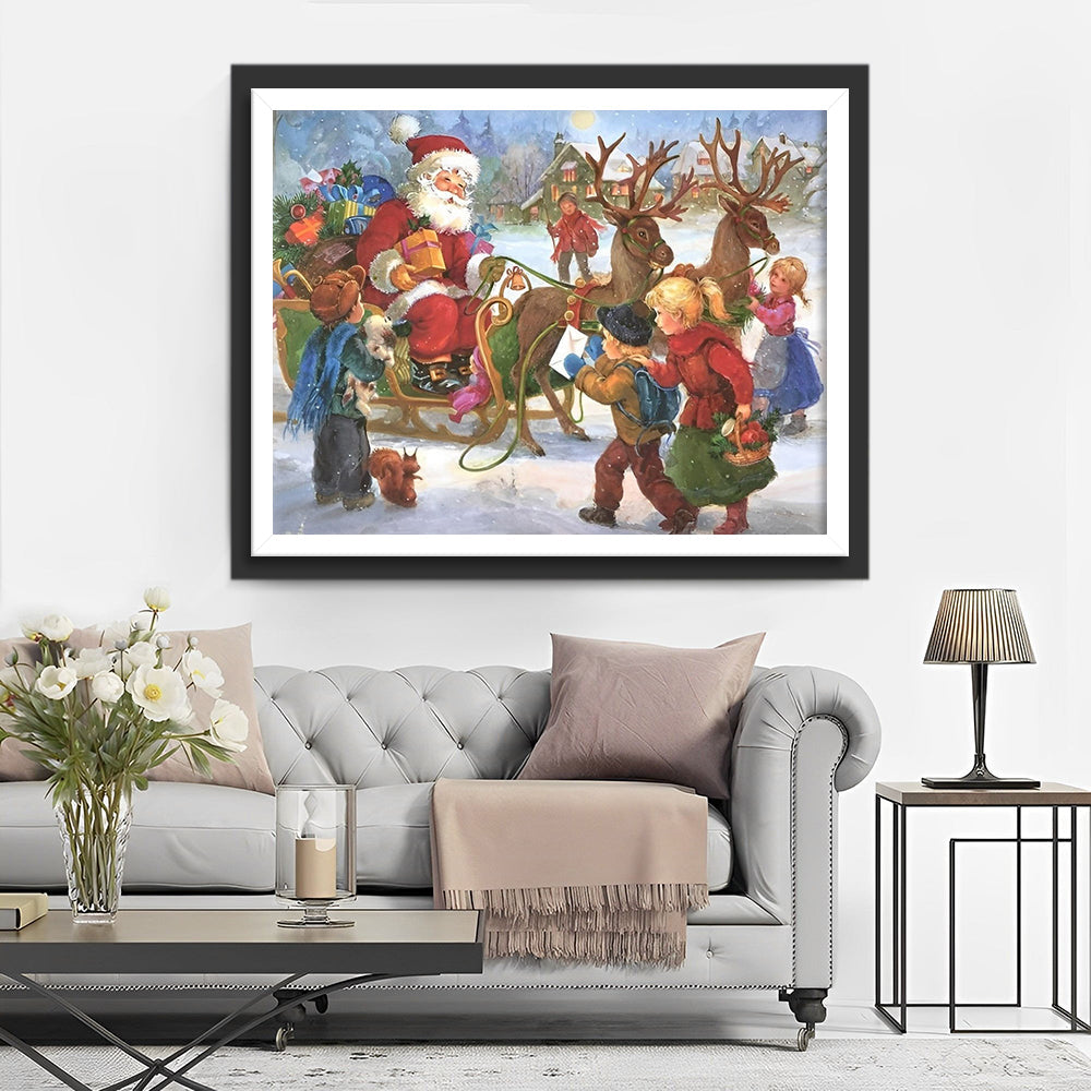 Kinderen Rondom de Kerstman Diamond Painting
