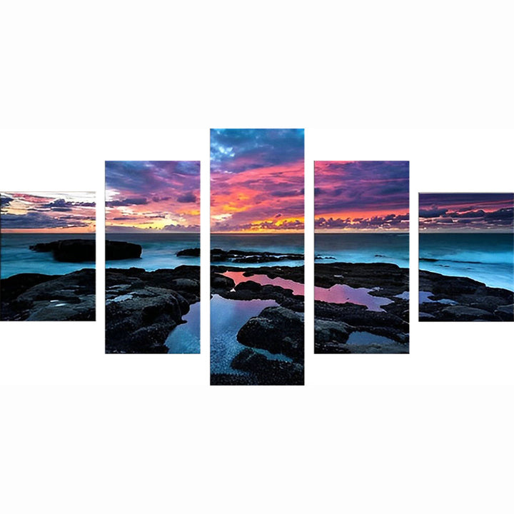 Kleurrijk Wolkenspel en Spiegelend Water 5 Platen Diamond Painting