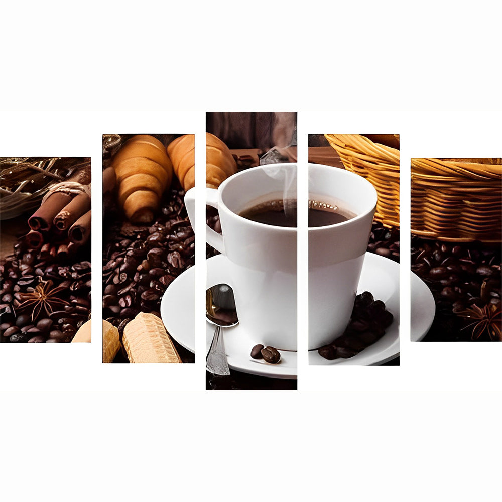 Koffie-ervaring in Vijf Panelen 5 Platen Diamond Painting