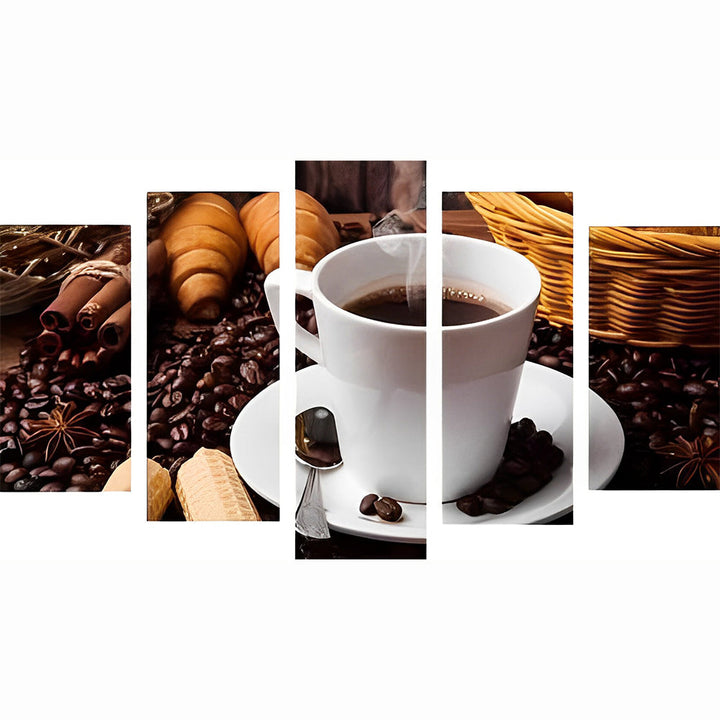 Koffie-ervaring in Vijf Panelen 5 Platen Diamond Painting