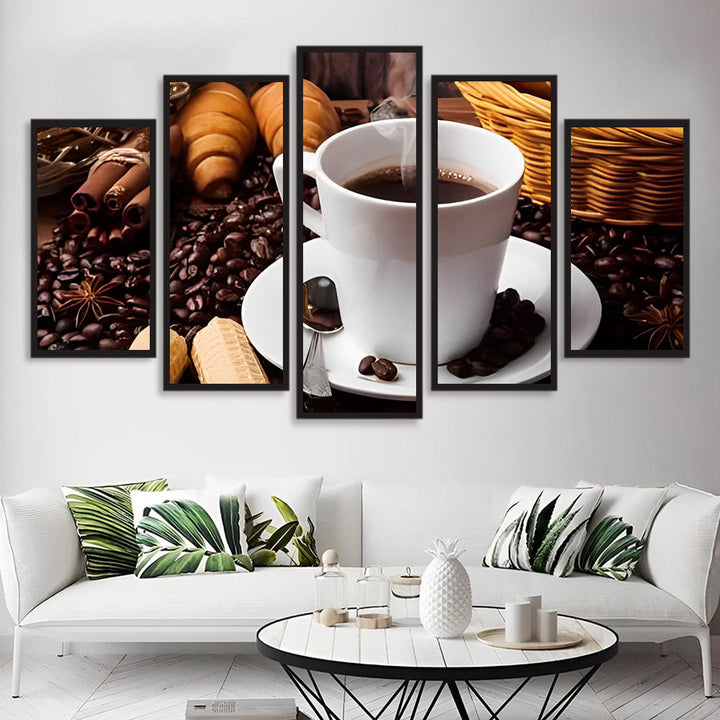 Koffie-ervaring in Vijf Panelen 5 Platen Diamond Painting
