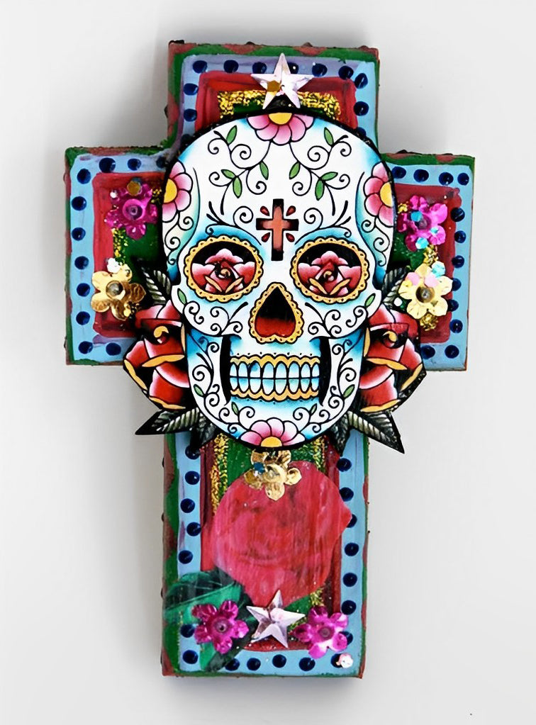 Kruis met Calaveraschedel Diamond Painting