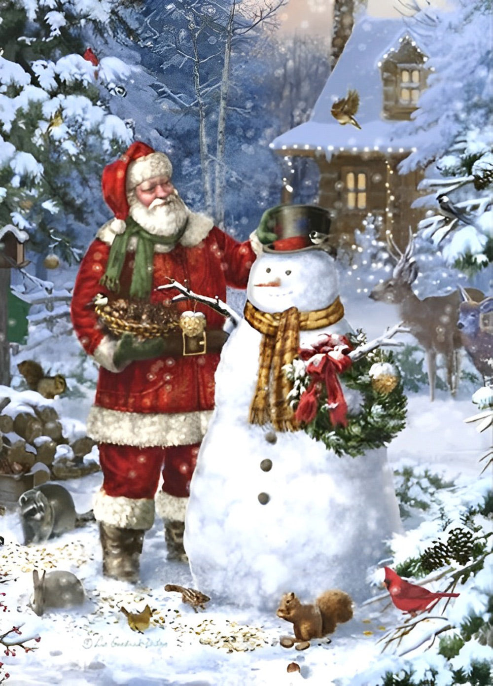 Lachende Kerstman met Rode Mantel Diamond Painting