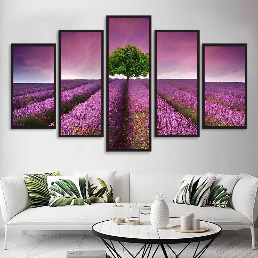 Lavendel en Boom 5 Platen Diamond Painting