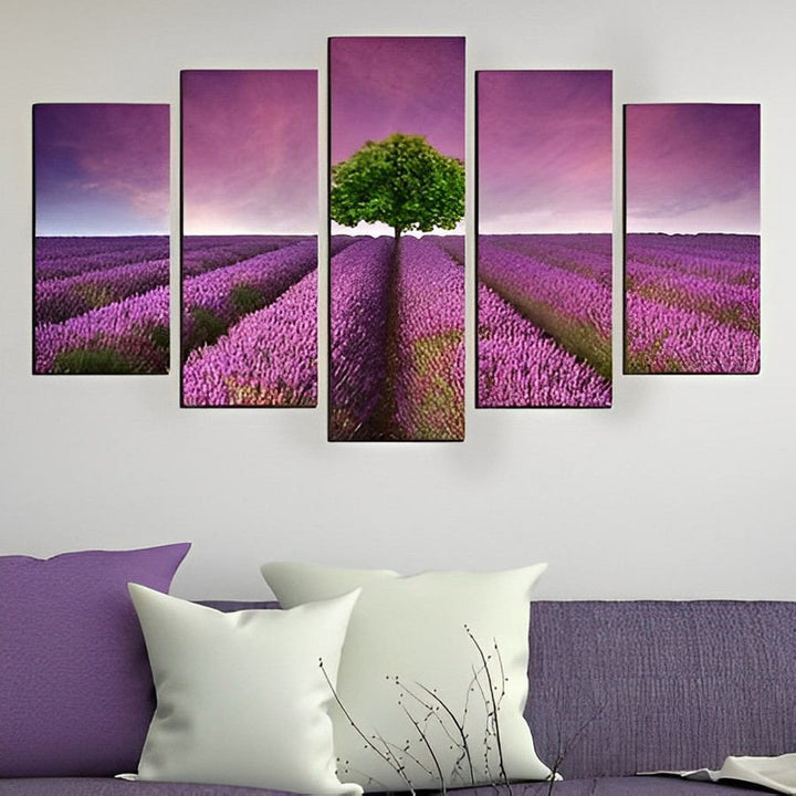 Lavendel en Boom 5 Platen Diamond Painting