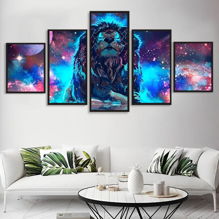 Leeuwen in Krachtige Confrontatie 5 Platen Diamond Painting