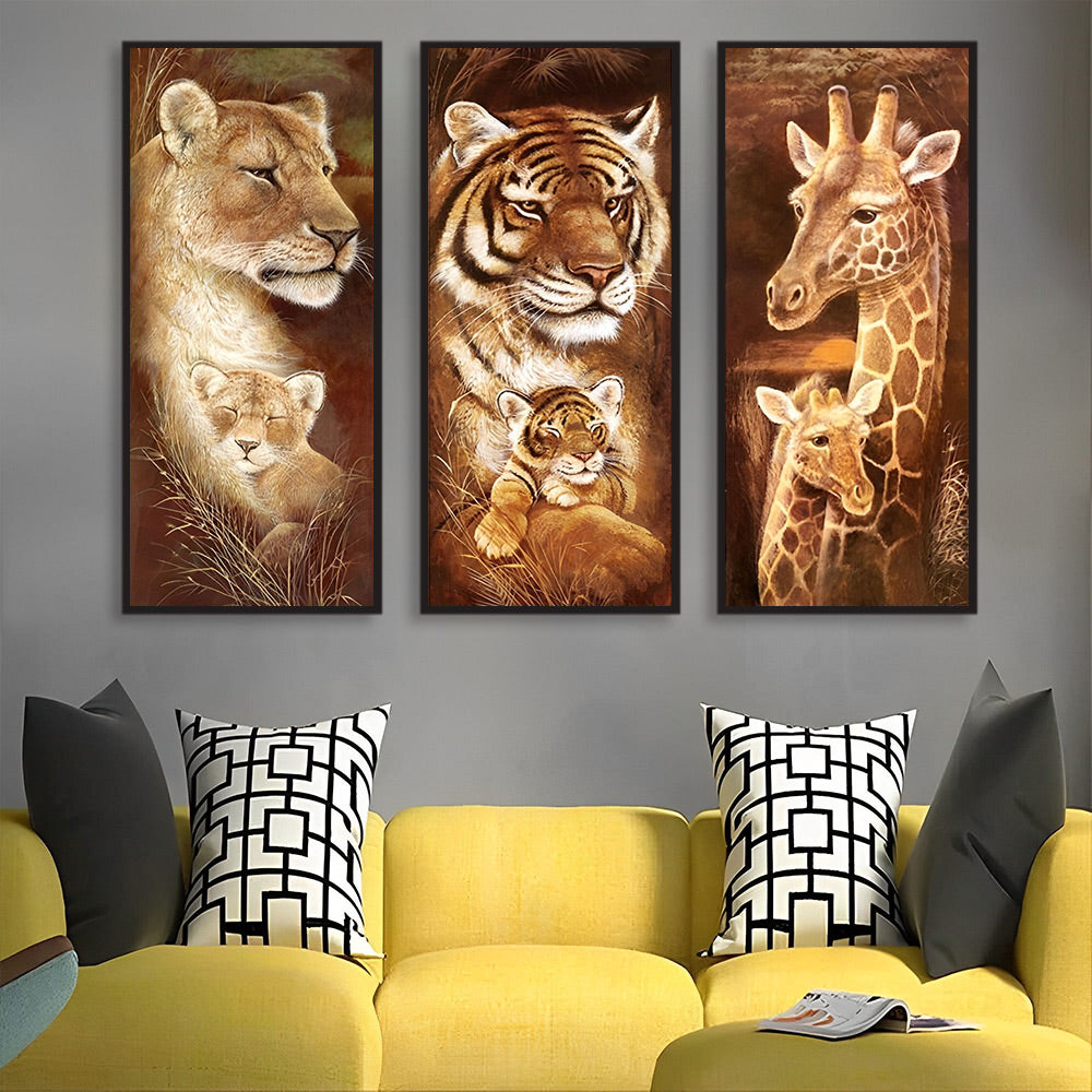 Leopard, Tiger und Giraffe Diamond Painting 3 Platen
