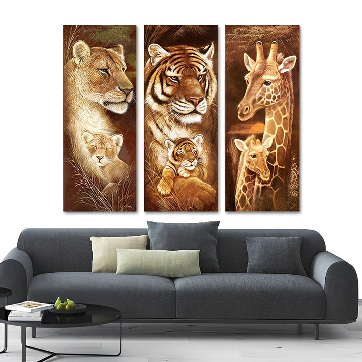 Leopard, Tiger und Giraffe Diamond Painting 3 Platen
