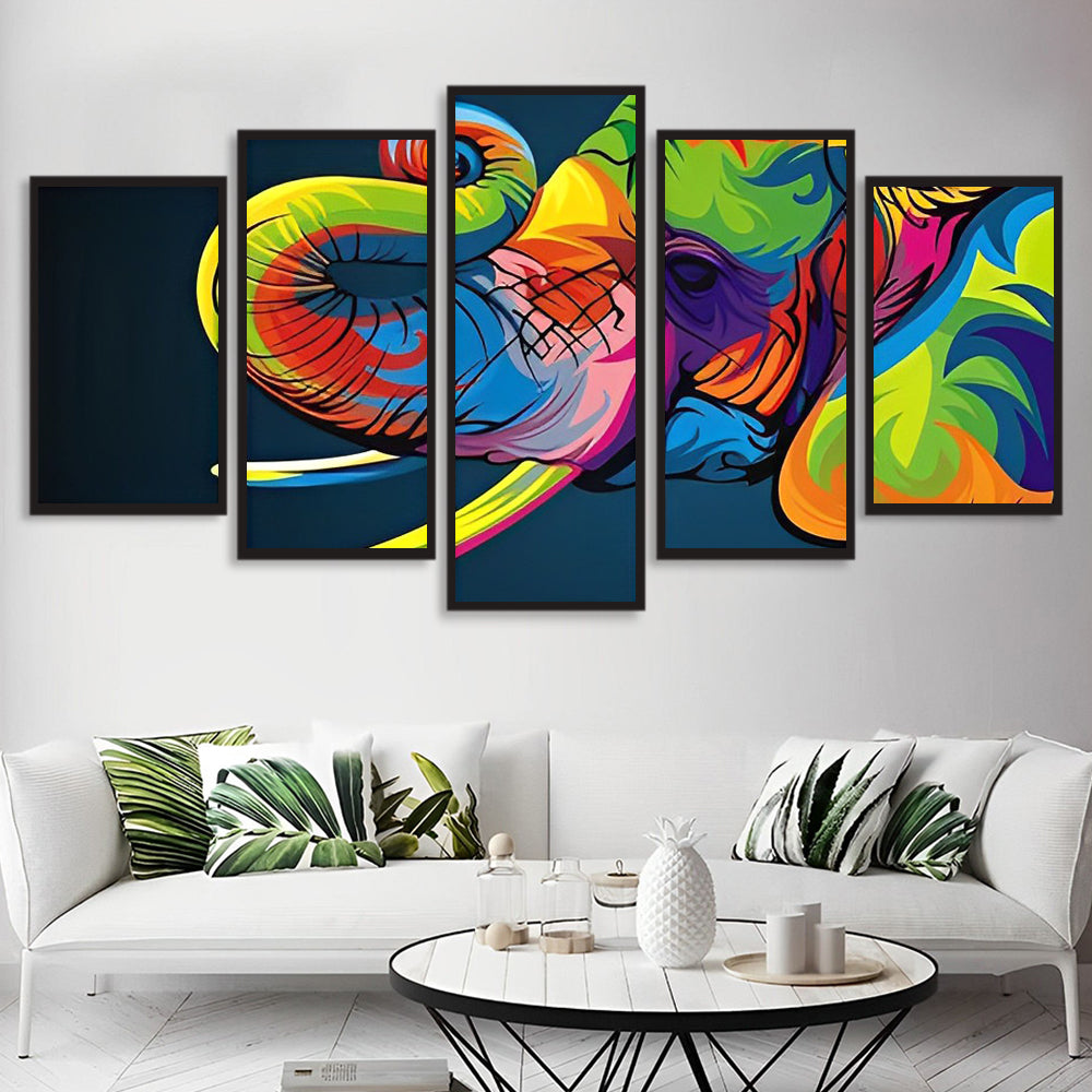 Levendige Abstracte Olifant 5 Platen Diamond Painting