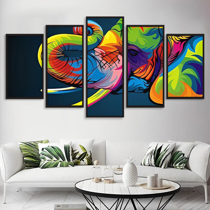 Levendige Abstracte Olifant 5 Platen Diamond Painting