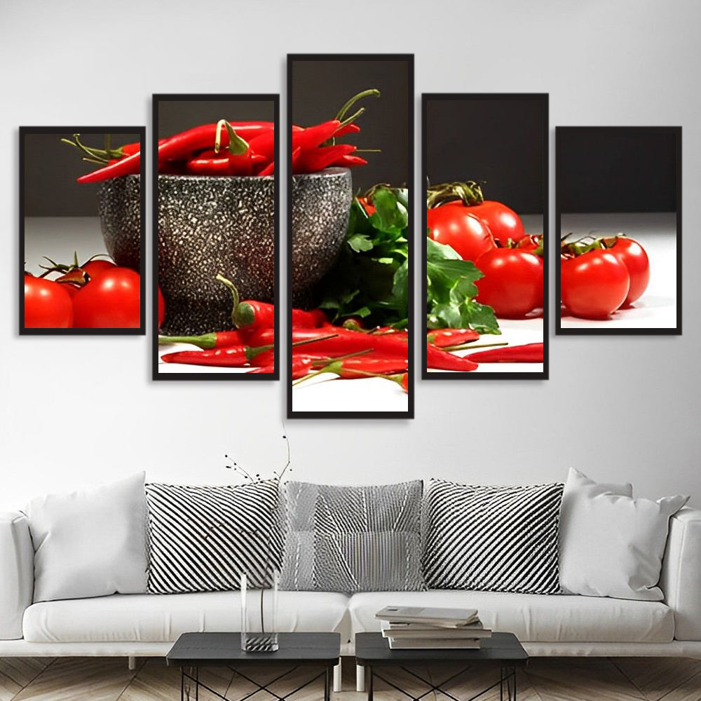 Levendige Groentenserie 5 Platen Diamond Painting