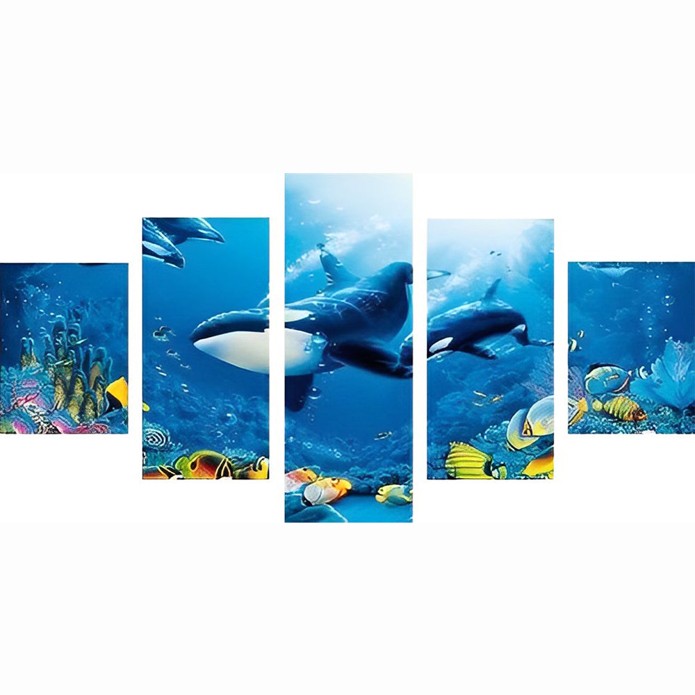 Levendige Orka's in Blauwe Oceaan 5 Platen Diamond Painting