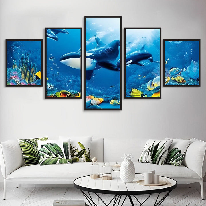 Levendige Orka's in Blauwe Oceaan 5 Platen Diamond Painting