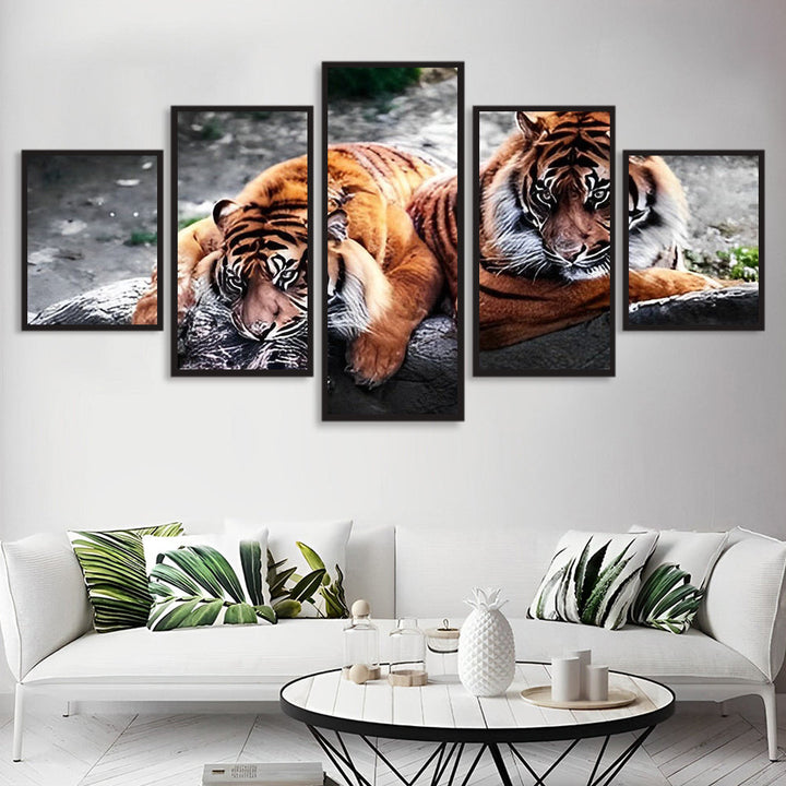 Levendige Wilde Tijger 5 Platen Diamond Painting