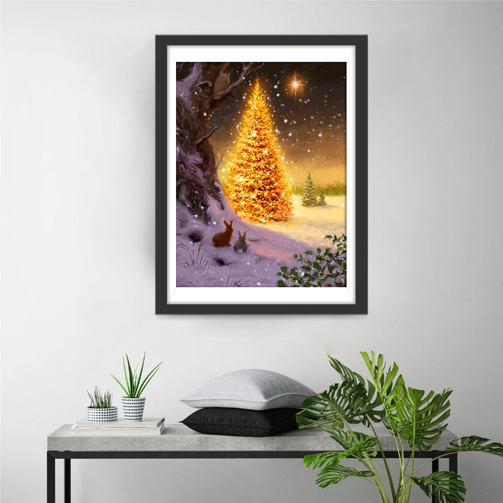 Lichtende Boom in Winter Diamond Painting