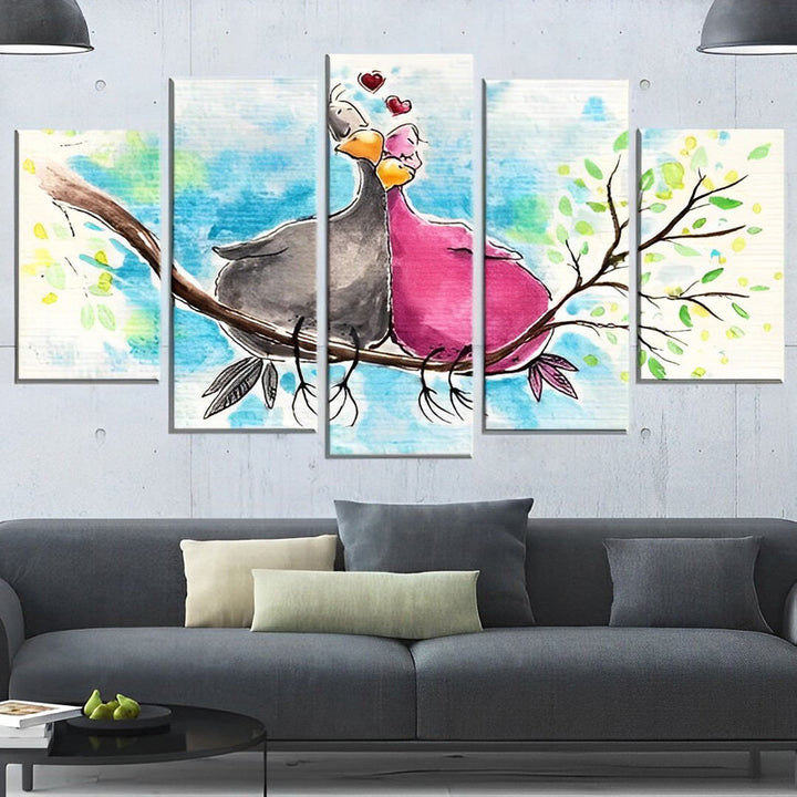 Liefdevolle Vogels op de Tak 5 Platen Diamond Painting