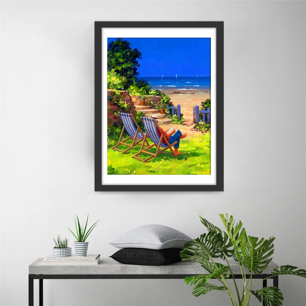 Ligstoelen aan Zee Diamond Painting