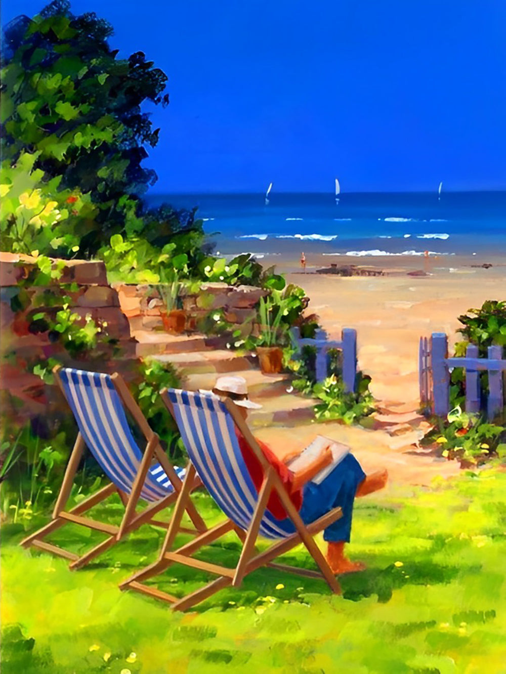 Ligstoelen aan Zee Diamond Painting
