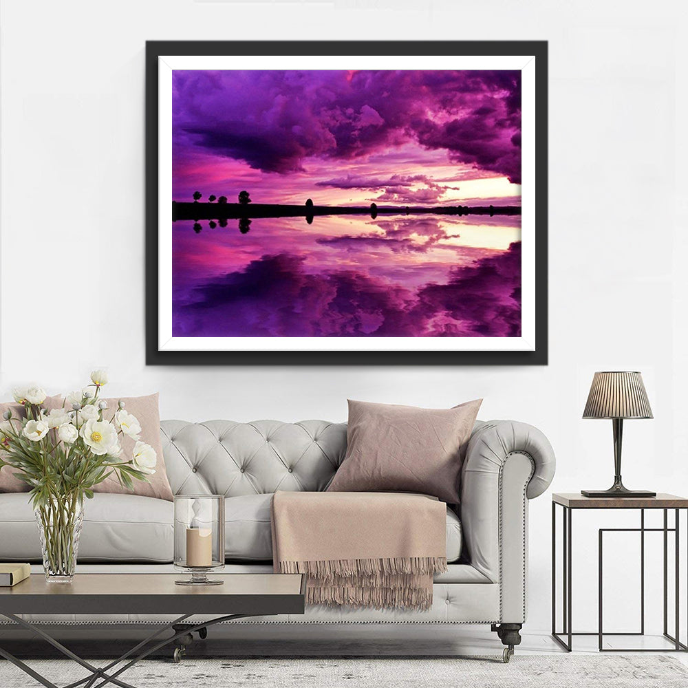 Magisch Paarse Hemelweelde Diamond Painting